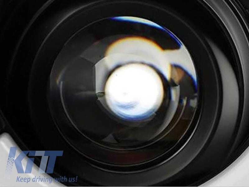 Set de faruri de tuning cu lumini LED potrivit pentru Jeep Grand Cherokee 2005-2008 cu bază neagră, stânga și dreapta Performance AutoTuning