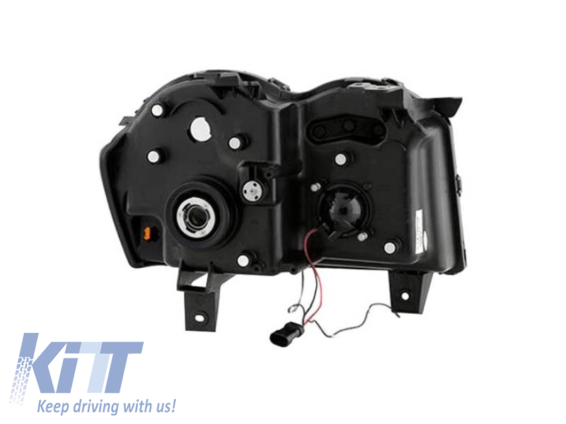 Set de faruri de tuning cu lumini LED potrivit pentru Jeep Grand Cherokee 2005-2008 cu bază neagră, stânga și dreapta Performance AutoTuning