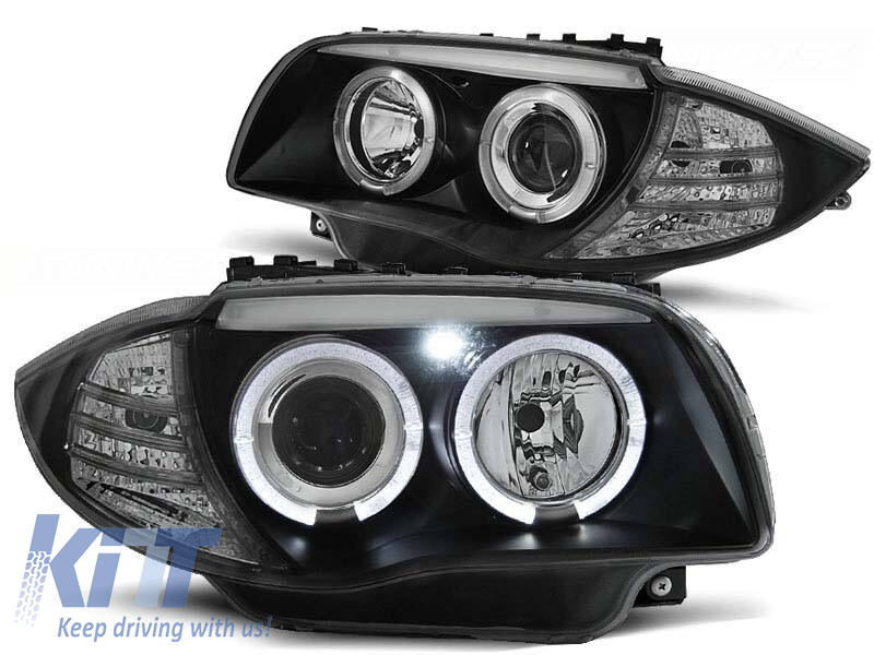 Set de faruri de tuning cu ochi de înger halogen potrivit pentru BMW 1 E81 2004-2011 / E82 2007-2011 / E87 2004-2011 / E88 2007-2013, stânga și dreapta Performance AutoTuning