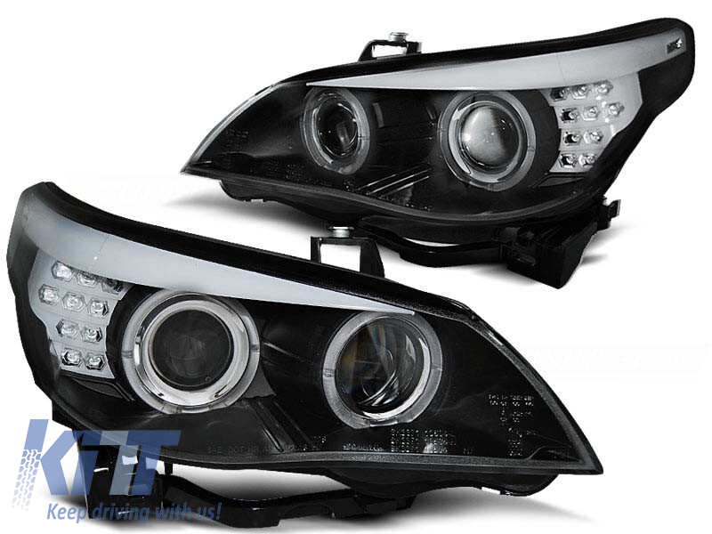 Set de faruri de tuning cu ochi de înger halogeni, potrivit pentru BMW E60/E61 2003-2007, stânga și dreapta Performance AutoTuning