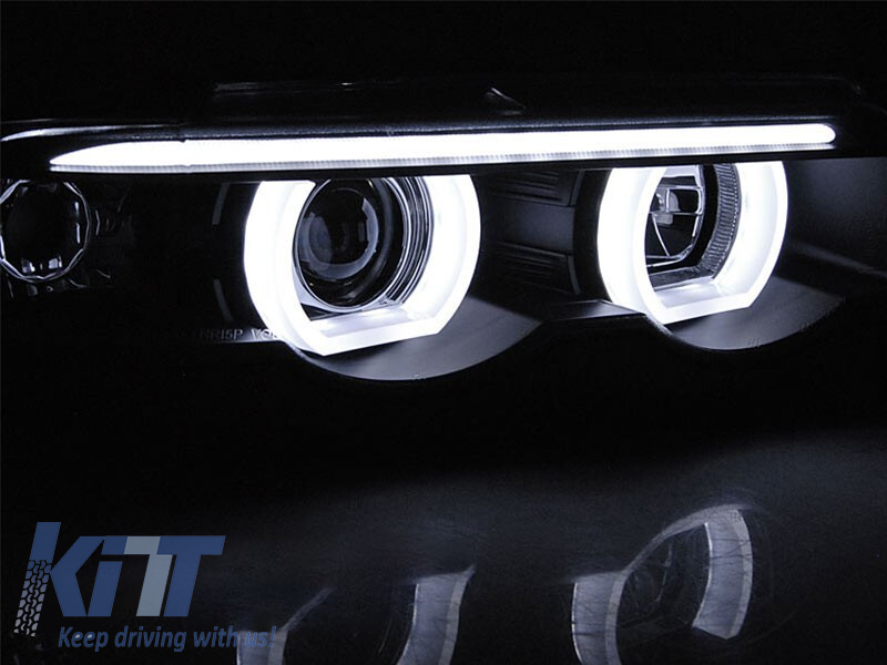 Set de faruri de tuning potrivit pentru BMW Seria 7 E38 1994-2001 cu bază neagră, stânga și dreapta Performance AutoTuning