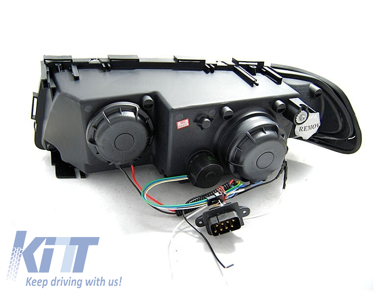 Set de faruri de tuning potrivit pentru BMW Seria 7 E38 1994-2001 cu bază neagră, stânga și dreapta Performance AutoTuning