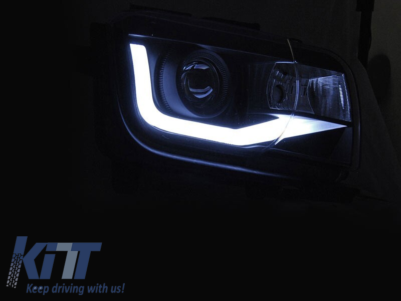 Set de faruri de tuning potrivit pentru Chevrolet Camaro 2009-2013 cu bază neagră, stânga și dreapta Performance AutoTuning