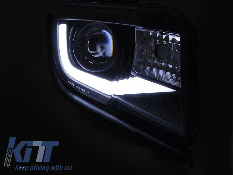 Set de faruri de tuning potrivit pentru Chevrolet Camaro 2009-2013 cu bază neagră, stânga și dreapta Performance AutoTuning