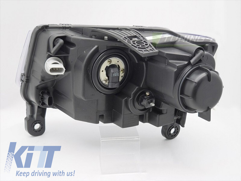 Set de faruri de tuning potrivit pentru Jeep Grand Cherokee 2014-2016 cu bază neagră, stânga și dreapta Performance AutoTuning