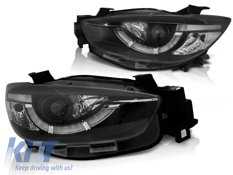 Set de faruri de tuning potrivit pentru Mazda CX5 2011-2015 cu bază neagră, stânga și dreapta Performance AutoTuning