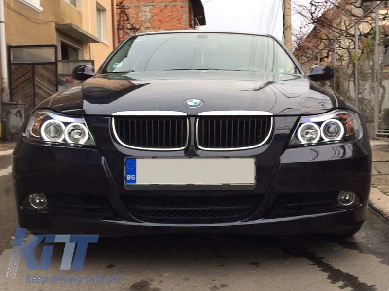Set de faruri tuning cu ochi de înger CCFL, potrivit pentru BMW 3 E90/E91 03.2005-08.2008, stânga și dreapta Performance AutoTuning