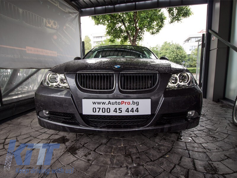 Set de faruri tuning cu ochi de înger LED, potrivit pentru BMW 3 E90/E91 03.2005-08.2008, stânga și dreapta Performance AutoTuning