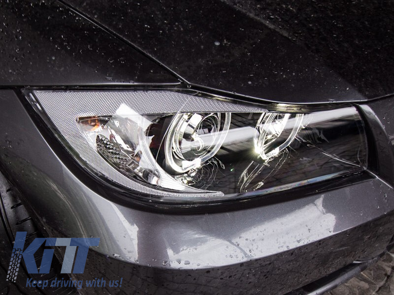 Set de faruri tuning cu ochi de înger LED, potrivit pentru BMW 3 E90/E91 03.2005-08.2008, stânga și dreapta Performance AutoTuning