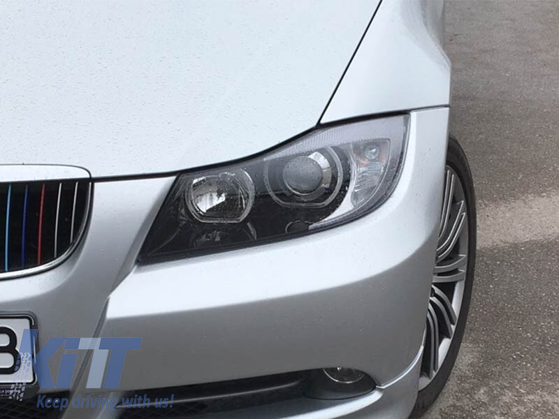Set de faruri tuning cu ochi de înger LED, potrivit pentru BMW 3 E90/E91 03.2005-08.2008, stânga și dreapta Performance AutoTuning