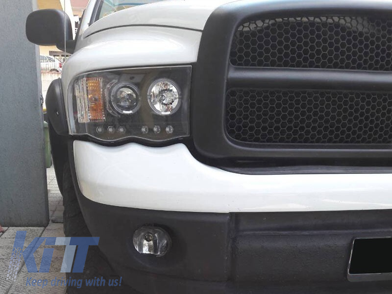 Set de faruri tuning cu ochi de înger halogen, potrivit pentru Dodge RAM 2002-2006, stânga și dreapta Performance AutoTuning