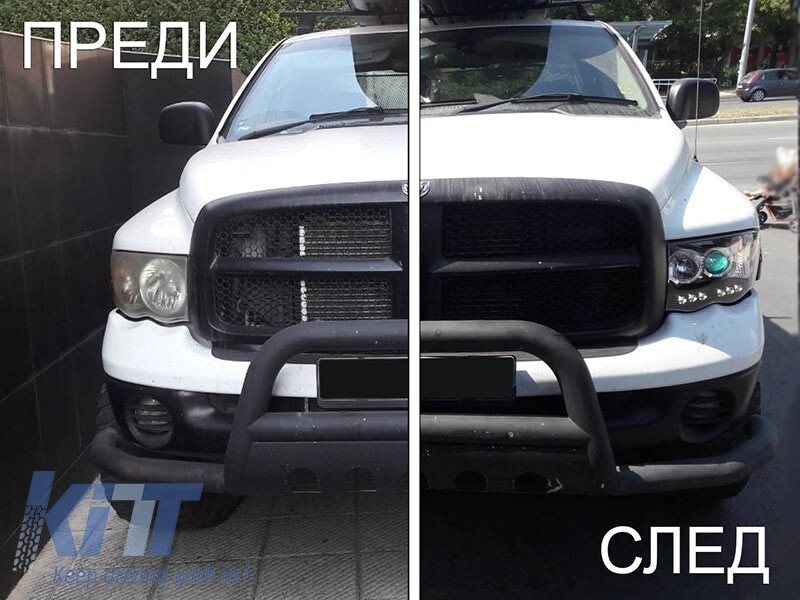 Set de faruri tuning cu ochi de înger halogen, potrivit pentru Dodge RAM 2002-2006, stânga și dreapta Performance AutoTuning