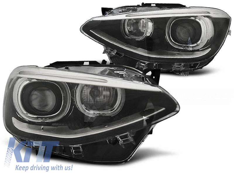 Set de faruri tuning cu ochi de înger și lumini DRL potrivit pentru BMW 1 F20/F21 2011-2015, stânga și dreapta Performance AutoTuning