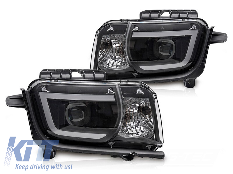 Set de faruri tuning potrivit pentru Chevrolet Camaro 2009-2013 cu bază neagră, stânga și dreapta Performance AutoTuning