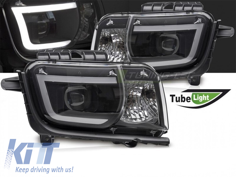 Set de faruri tuning potrivit pentru Chevrolet Camaro 2009-2013 cu bază neagră, stânga și dreapta Performance AutoTuning