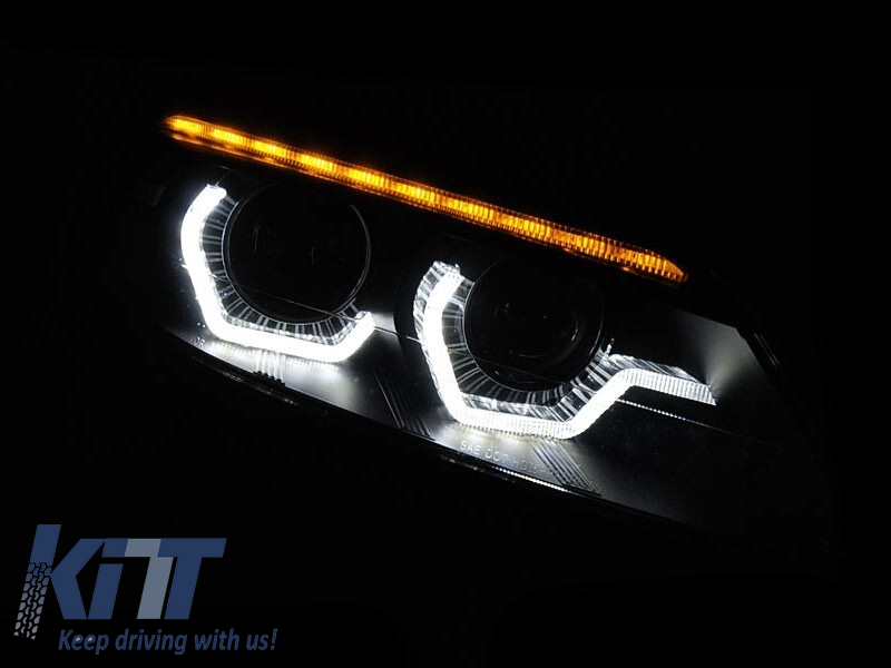 Set de faruri xenon cu ochi de înger 3D potrivit pentru BMW Z4 E89 2009-2013 pentru AFS, bază neagră, stânga și dreapta Performance AutoTuning