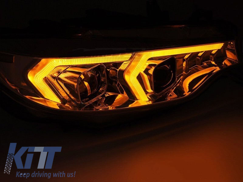 Set de faruri xenon potrivit pentru BMW Seria 4 F32 coupe, F33 cabrio 2013-2017 cu bază cromată, pentru modelul cu lumini DRL de fabrică, fără AFS, stânga și dreapta Performance AutoTuning