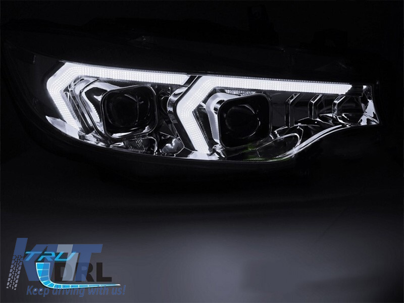 Set de faruri xenon potrivit pentru BMW Seria 4 F32 coupe, F33 cabrio 2013-2017 cu bază cromată, pentru modelul cu lumini DRL de fabrică, fără AFS, stânga și dreapta Performance AutoTuning
