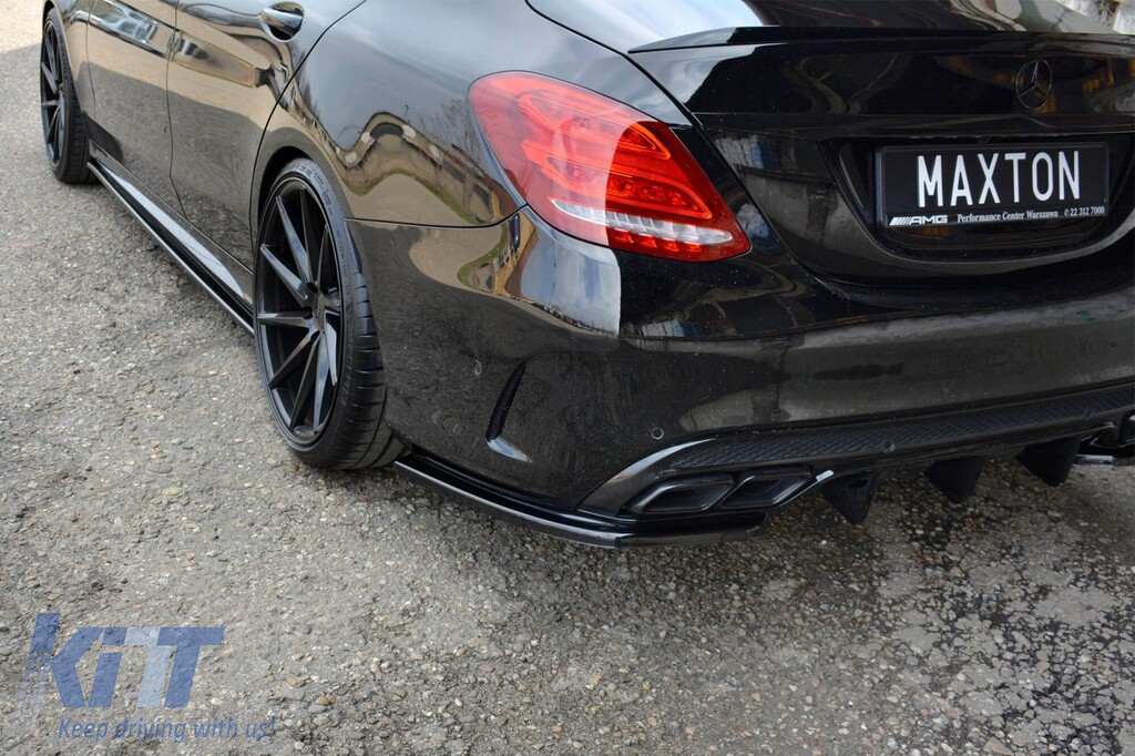 Extensii laterale Maxton Design potrivite pentru bara spate A Design pentru Mercedes C43 sedan W205, break S205 2016-2018, lac negru Performance AutoTuning