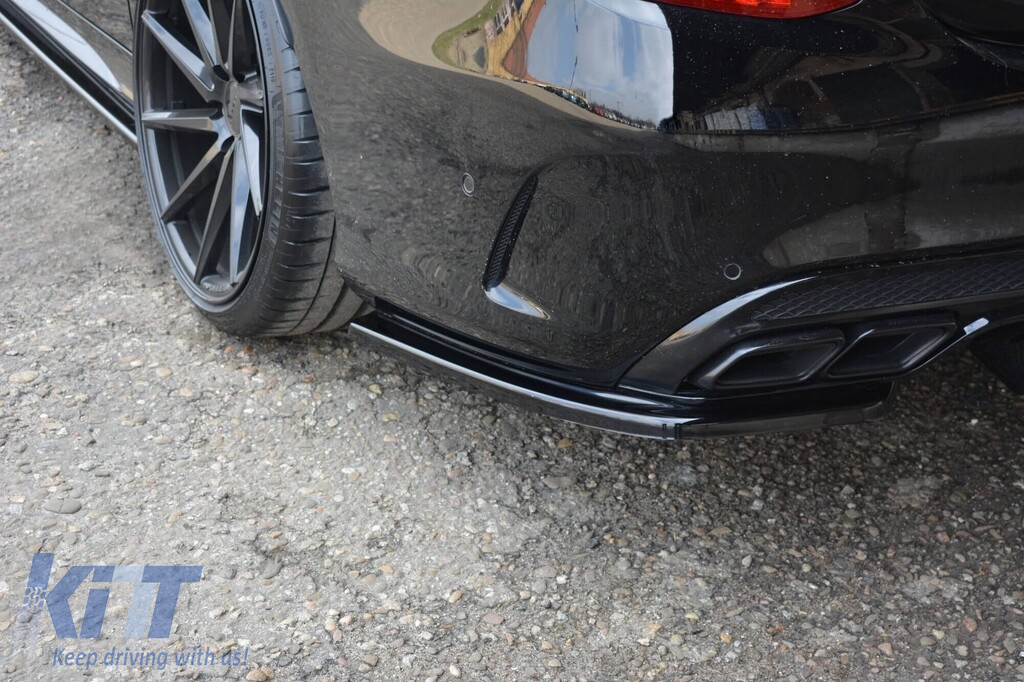 Extensii laterale Maxton Design potrivite pentru bara spate A Design pentru Mercedes C43 sedan W205, break S205 2016-2018, lac negru Performance AutoTuning