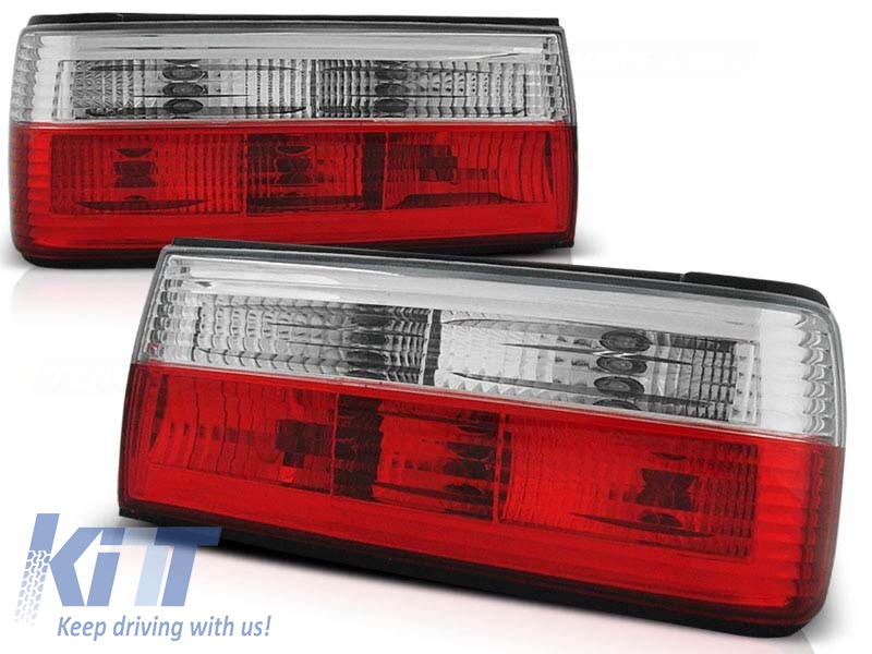 Set de stopuri tuning potrivit pentru BMW Seria 3 E30 sedan 1987-1990, E30 cabrio 1990-1994, E30 touring 1992-1994, cu bază roșie și albă, stânga și dreapta Performance AutoTuning