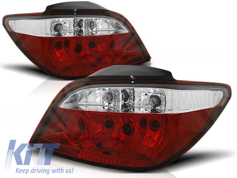 Set de stopuri tuning potrivit pentru Peugeot 307 04.2001-2007 3/5 uși cu bază roșie și albă, stânga și dreapta Performance AutoTuning