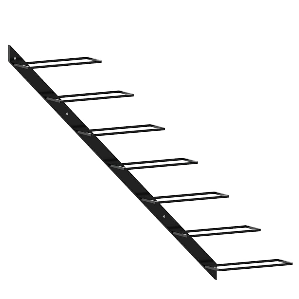 Suport sticle de vin de perete pentru 7 sticle, negru, metal GartenMobel Dekor