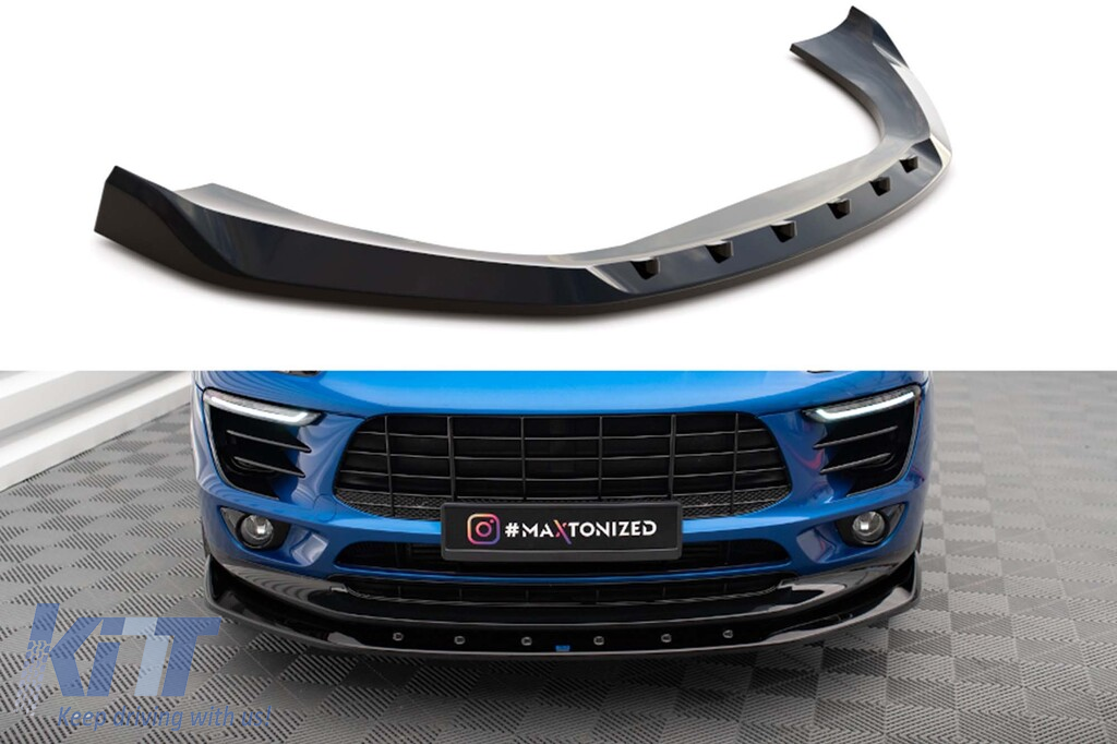Spoiler Maxton Design versiunea 1 potrivit pentru bara frontală a Porsche Macan MK1 2014-2018, lac negru Performance AutoTuning
