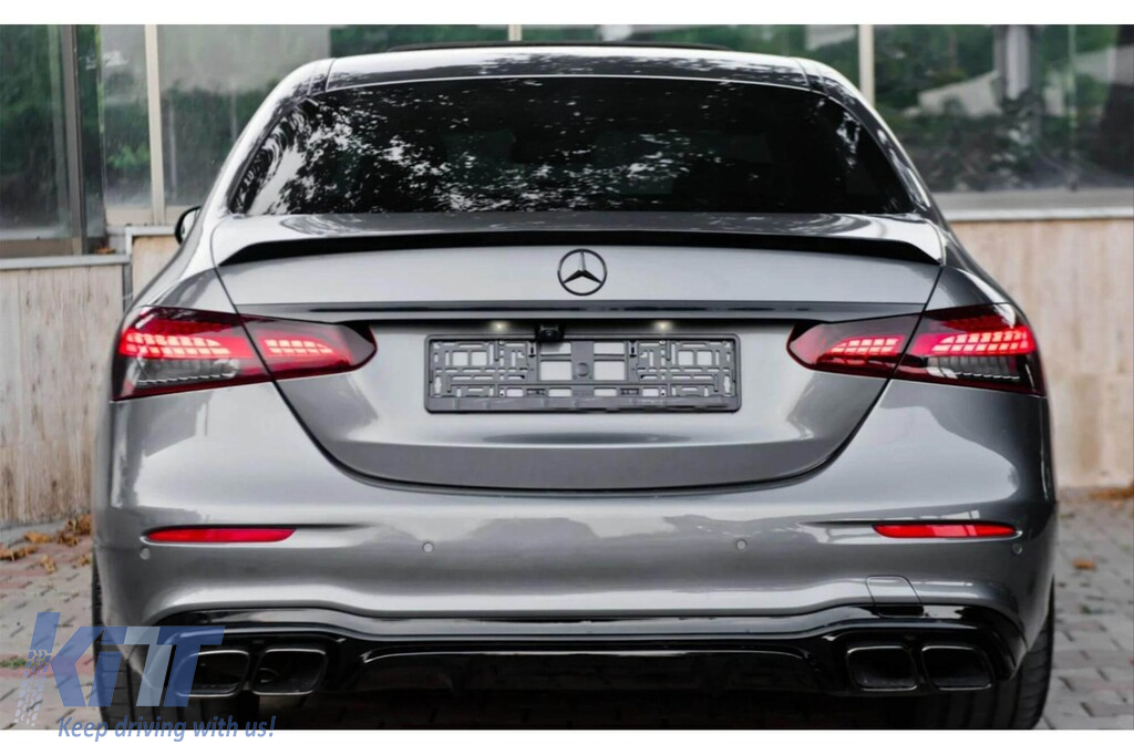 Spoiler tip E63 A Design potrivit pentru portbagaj pentru Mercedes E-Class sedan W213 sedan 2016-2020, W213 facelift după 2020, lac negru Performance AutoTuning