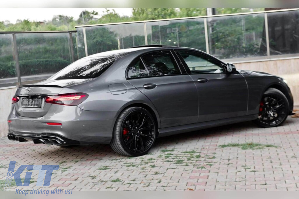 Spoiler tip E63 A Design potrivit pentru portbagaj pentru Mercedes E-Class sedan W213 sedan 2016-2020, W213 facelift după 2020, lac negru Performance AutoTuning