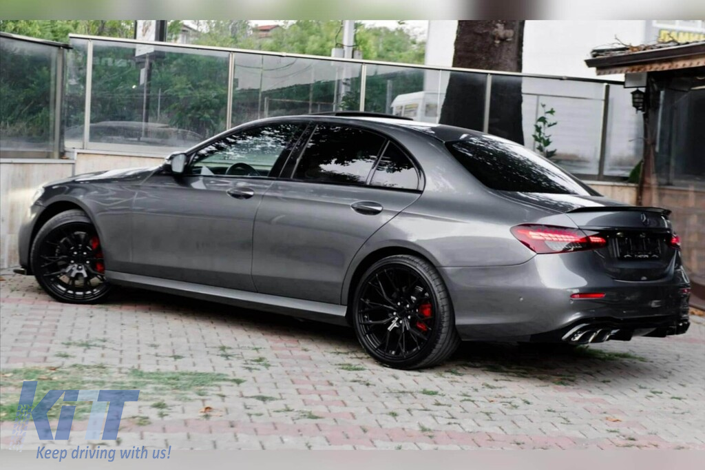 Spoiler tip E63 A Design potrivit pentru portbagaj pentru Mercedes E-Class sedan W213 sedan 2016-2020, W213 facelift după 2020, lac negru Performance AutoTuning
