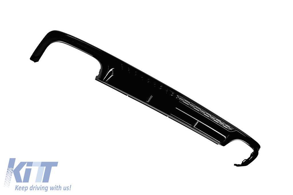 Difuzor tip S6 cu capete din plastic negru, potrivit pentru bara de protecție S-line din spate la Audi A6 sedan, break după 2018 -oo--oo- Performance AutoTuning