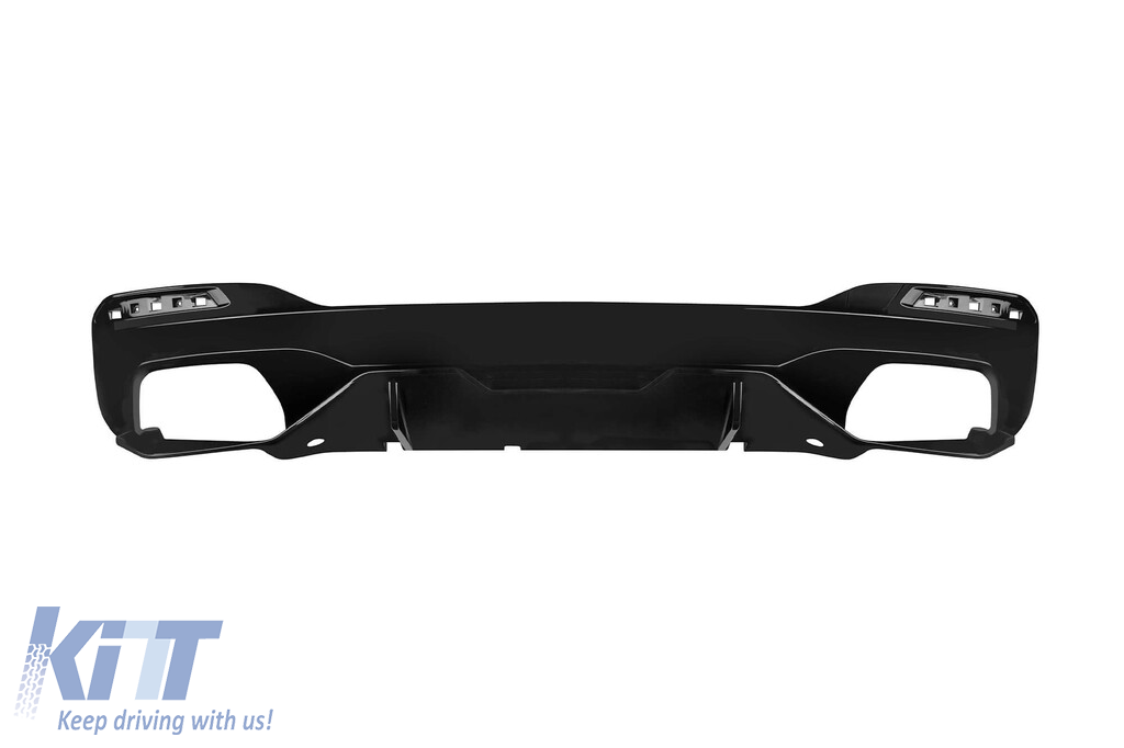 Difuzor tip M Performance Design Design cu capace cromate potrivit pentru bara spate M Technik la BMW Seria 5 G30 sedan, G31 break 550i după 2017 -oo--oo-, lac negru Performance AutoTuning