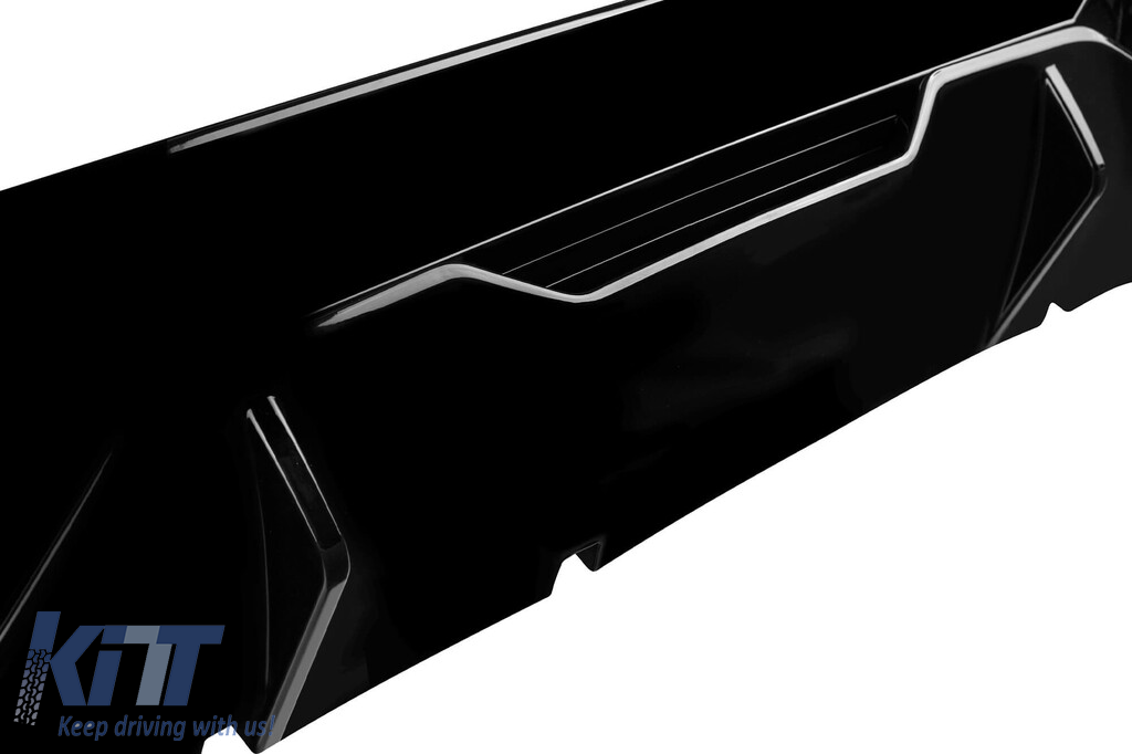 Difuzor tip M Performance Design Design cu capace cromate potrivit pentru bara spate M Technik la BMW Seria 5 G30 sedan, G31 break 550i după 2017 -oo--oo-, lac negru Performance AutoTuning