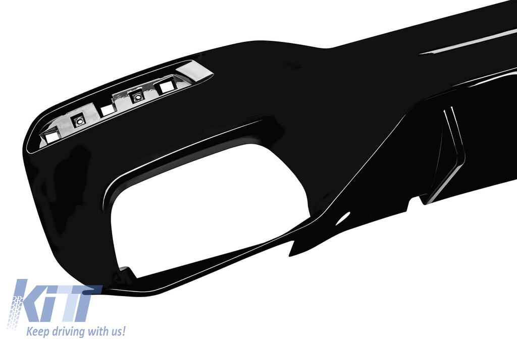 Difuzor tip M Performance Design Design cu capace cromate potrivit pentru bara spate M Technik la BMW Seria 5 G30 sedan, G31 break 550i după 2017 -oo--oo-, lac negru Performance AutoTuning