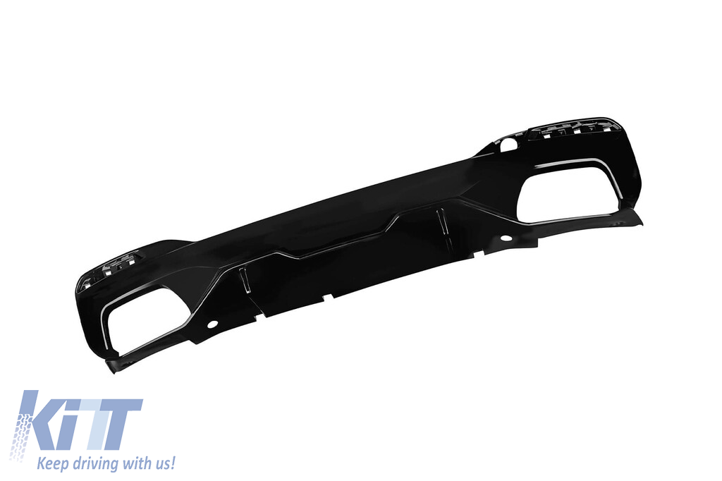 Difuzor tip M Performance Design Design cu capace cromate potrivit pentru bara spate M Technik la BMW Seria 5 G30 sedan, G31 break 550i după 2017 -oo--oo-, lac negru Performance AutoTuning