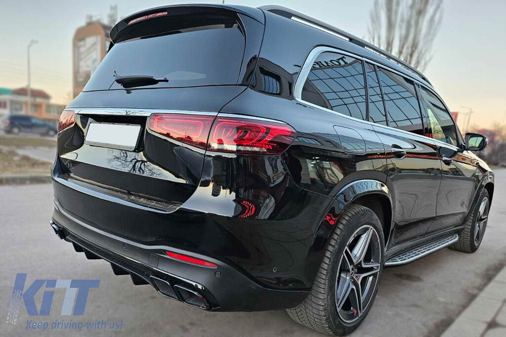 Difuzor tip GLS63 potrivit pentru bara spate A Design pe Mercedes GLS X167 dupa 2019 -oo--oo-, cu garnitura neagra Performance AutoTuning