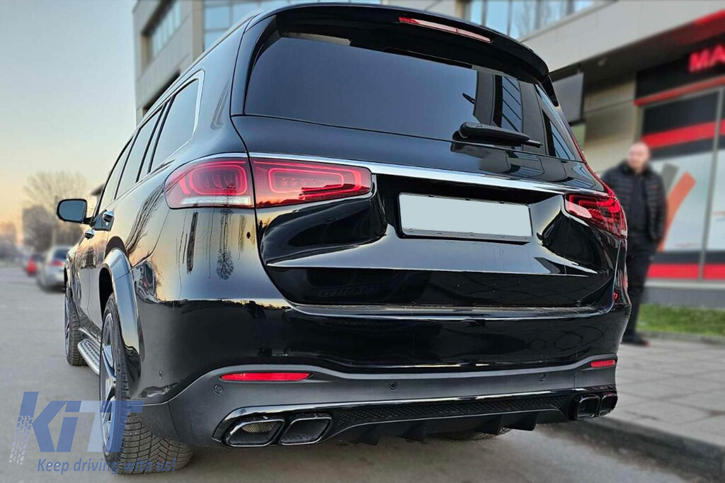 Difuzor tip GLS63 potrivit pentru bara spate A Design pe Mercedes GLS X167 dupa 2019 -oo--oo-, cu garnitura neagra Performance AutoTuning