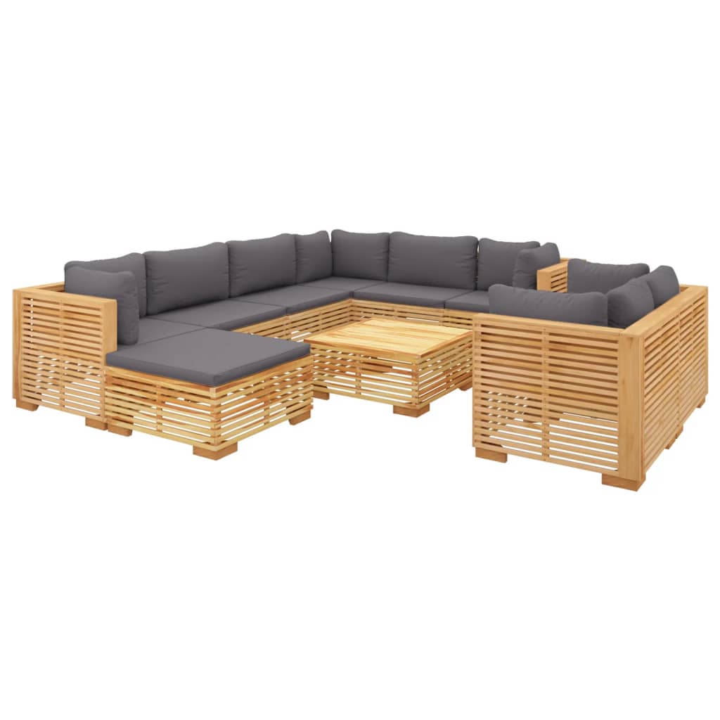 Set mobilier grădină cu perne, 10 piese, lemn masiv de tec GartenMobel Dekor