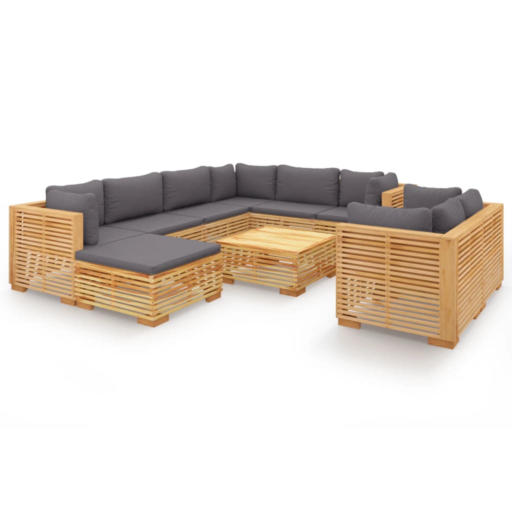 Set mobilier grădină cu perne, 10 piese, lemn masiv de tec GartenMobel Dekor