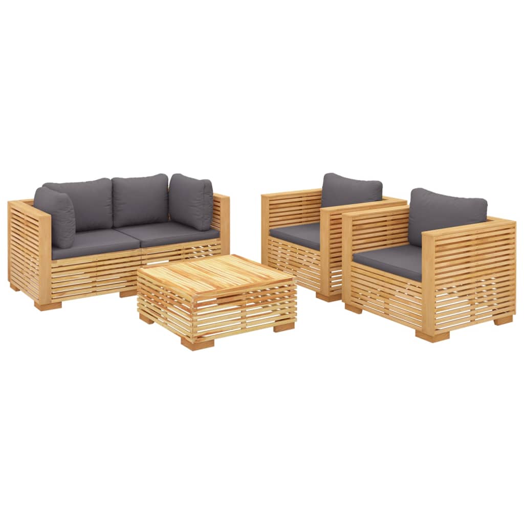 Set mobilier grădină cu perne, 5 piese, lemn masiv de tec GartenMobel Dekor