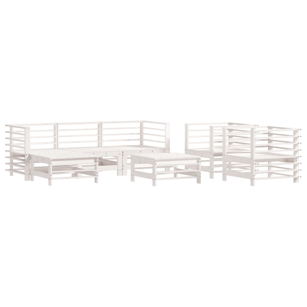 Set mobilier de grădină cu perne, 7 piese, alb, lemn masiv GartenMobel Dekor