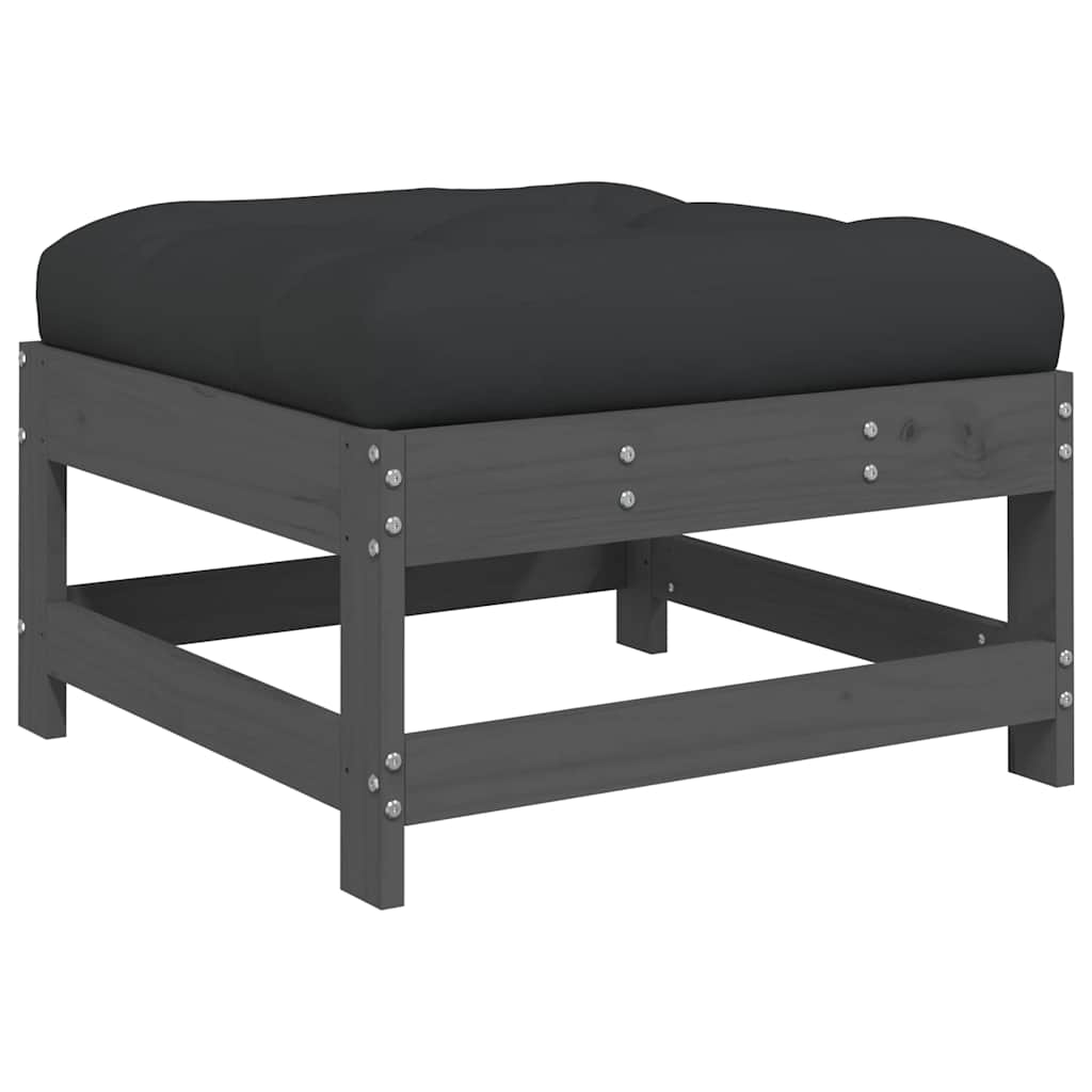 Set mobilier de grădină cu perne, 7 piese, gri, lemn masiv GartenMobel Dekor