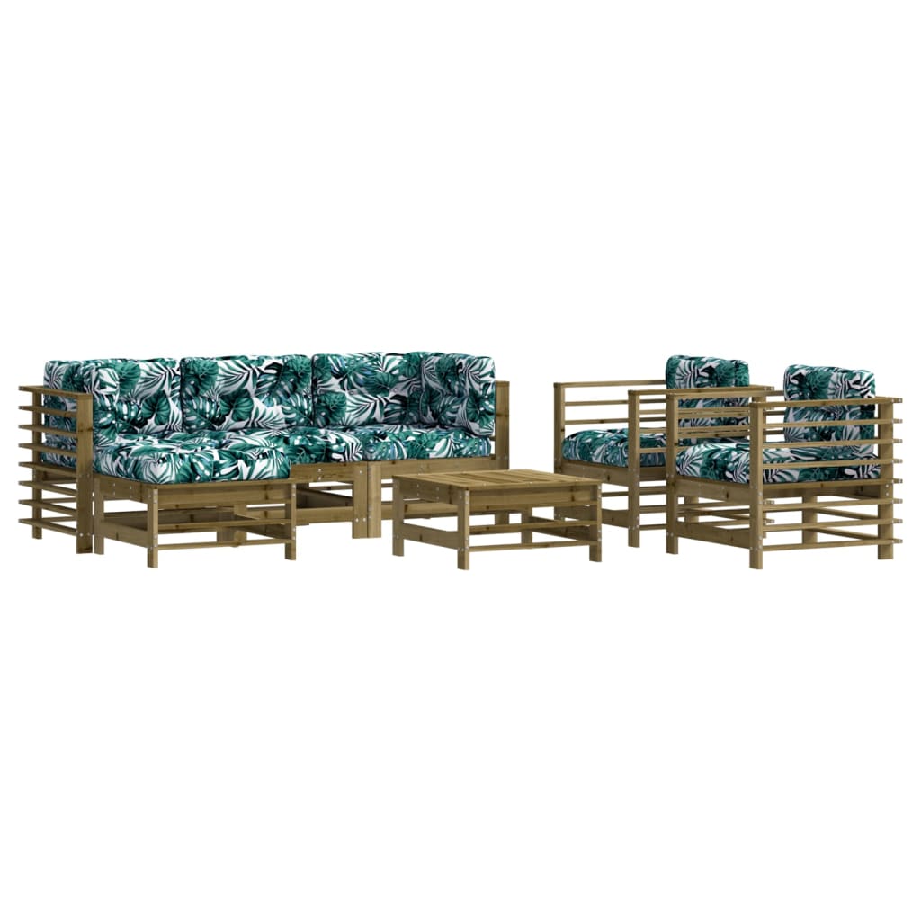 Set mobilier de grădină cu perne, 7 piese, lemn de pin tratat GartenMobel Dekor