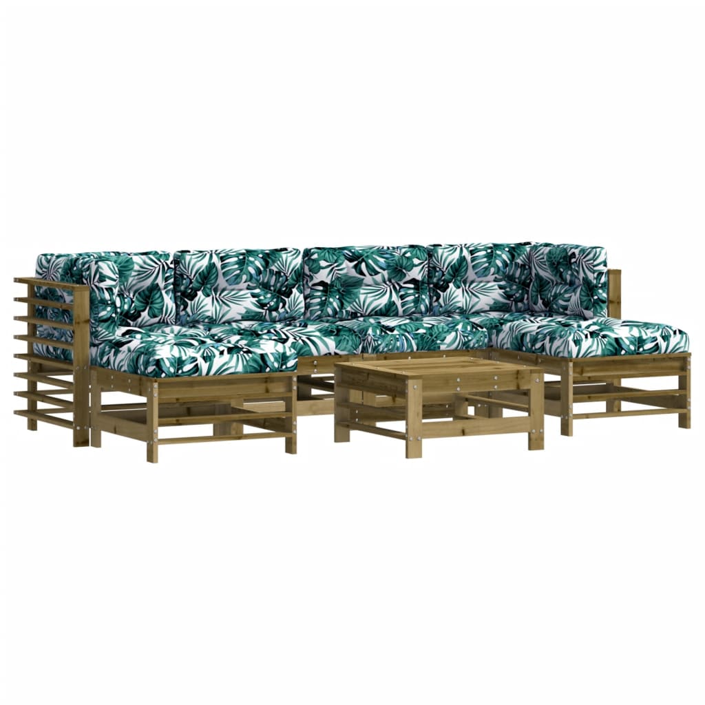 Set mobilier de grădină cu perne, 7 piese, lemn de pin tratat GartenMobel Dekor
