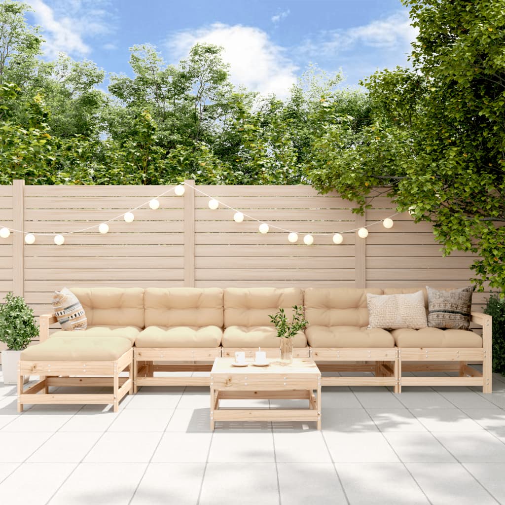 Set mobilier de grădină cu perne, 7 piese, lemn masiv GartenMobel Dekor