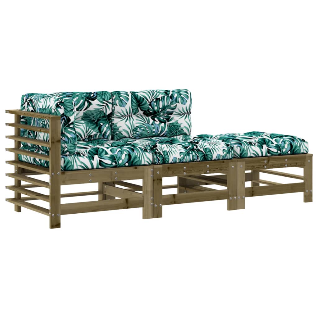 Set mobilier de grădină cu perne, 3 piese, lemn de pin tratat GartenMobel Dekor