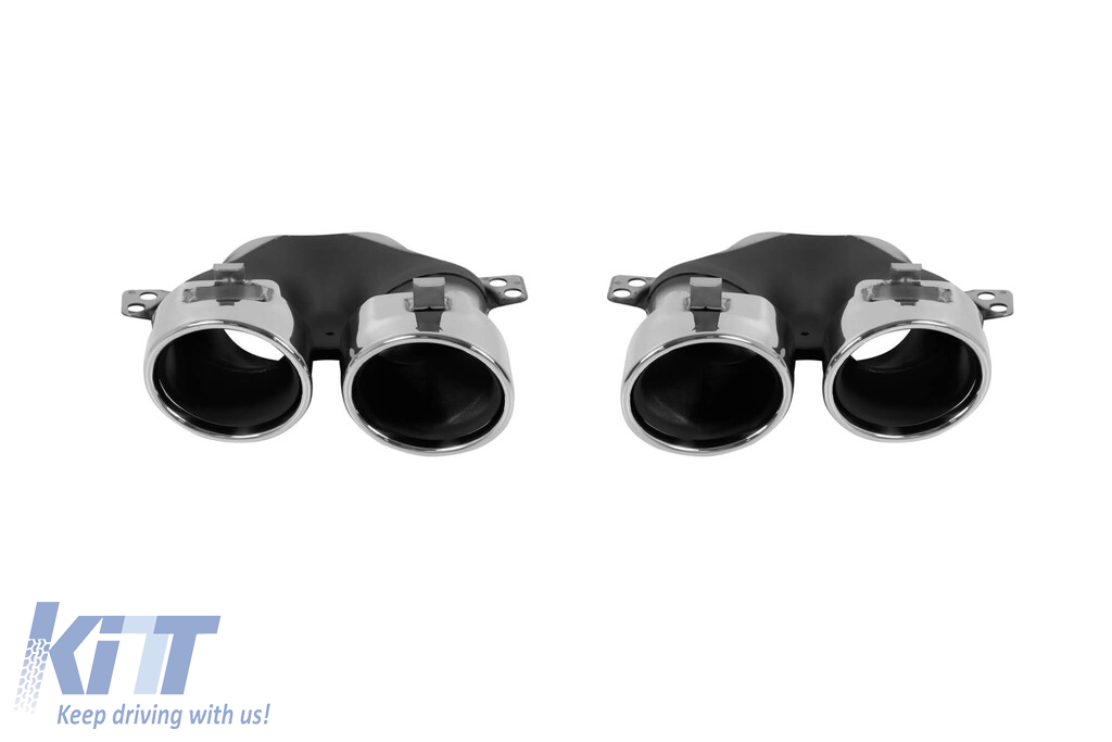 Difuzor tip GLC43 cu capace cromate pentru bara spate A Design potrivit pentru Mercedes GLC SUV X254 după 2023 -oo--oo-, cu garnitură cromată Performance AutoTuning