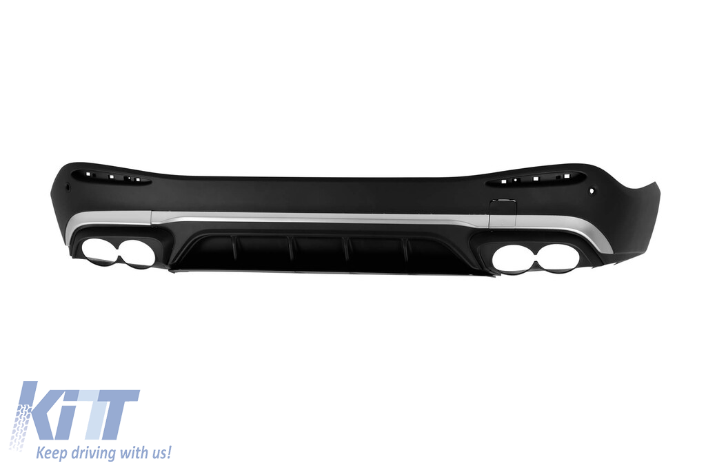 Difuzor tip GLC43 cu capace cromate pentru bara spate A Design potrivit pentru Mercedes GLC SUV X254 după 2023 -oo--oo-, cu garnitură cromată Performance AutoTuning