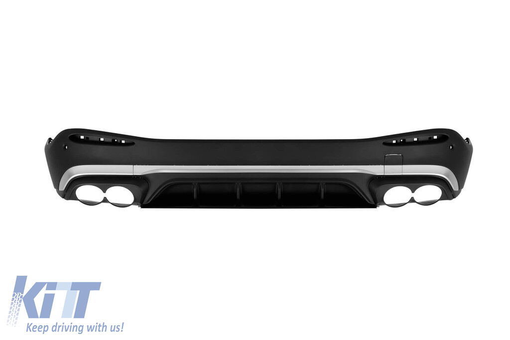 Difuzor tip GLC43 cu capace cromate pentru bara spate A Design potrivit pentru Mercedes GLC SUV X254 după 2023 -oo--oo-, cu garnitură cromată Performance AutoTuning